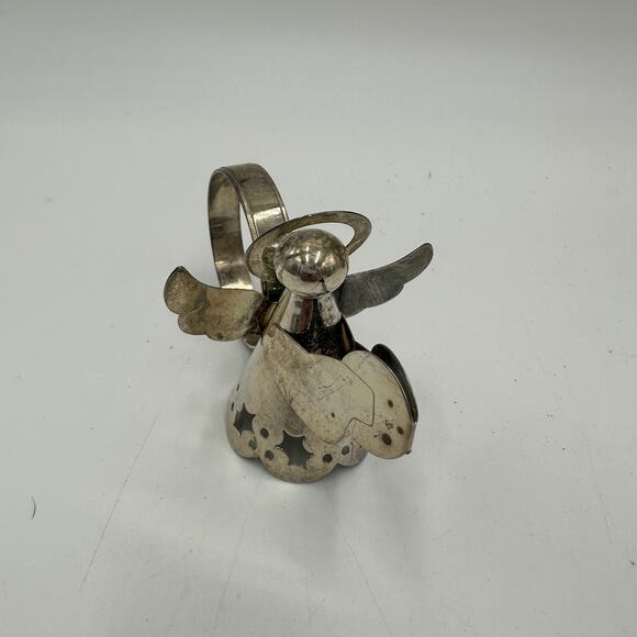 Vintage Silver Plate Christmas Angel Napkin Rings 1.5" Table Decor Set of 4 - Picture 6 of 9